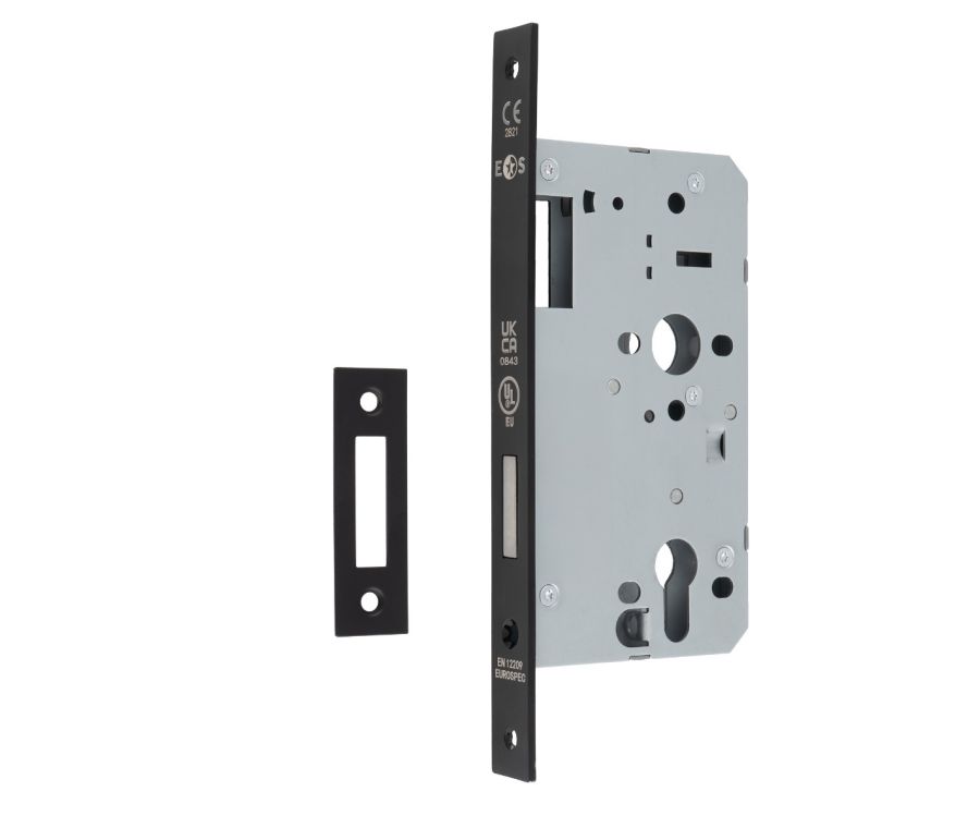 Matt Black 60mm DIN Euro Deadlock - Square | DLX0060EPMB