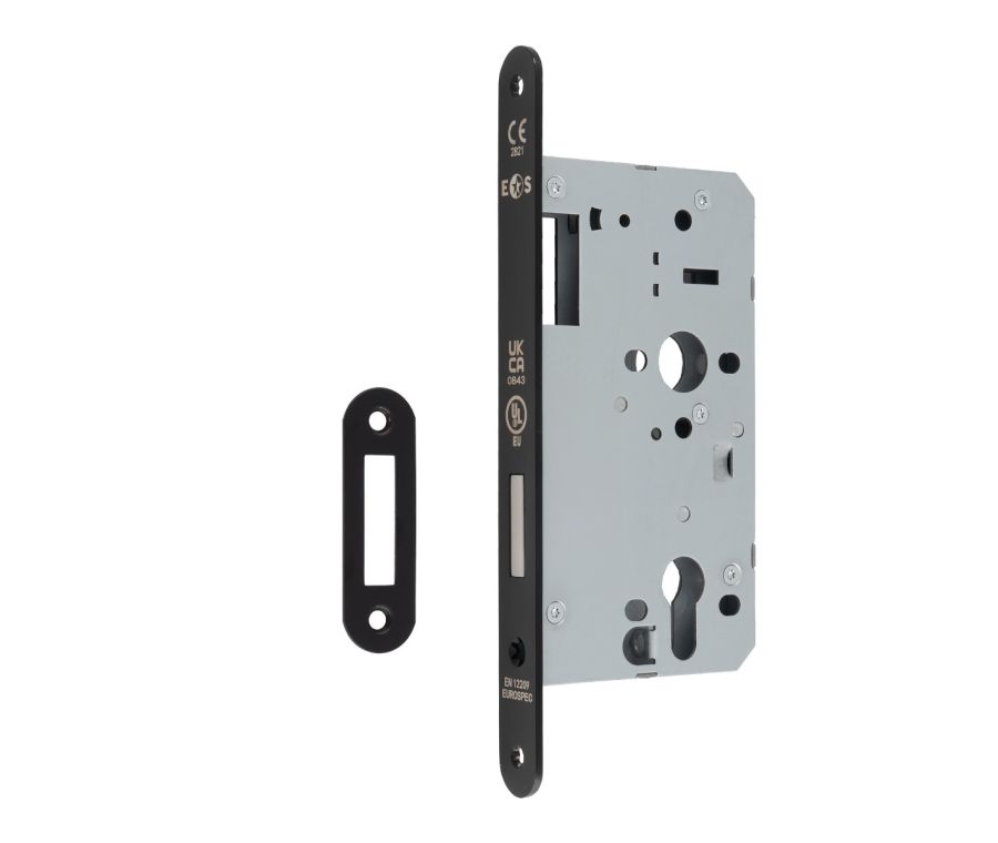 Matt Black 60mm DIN Euro Deadlock - Radius | DLX0060EPMB/R