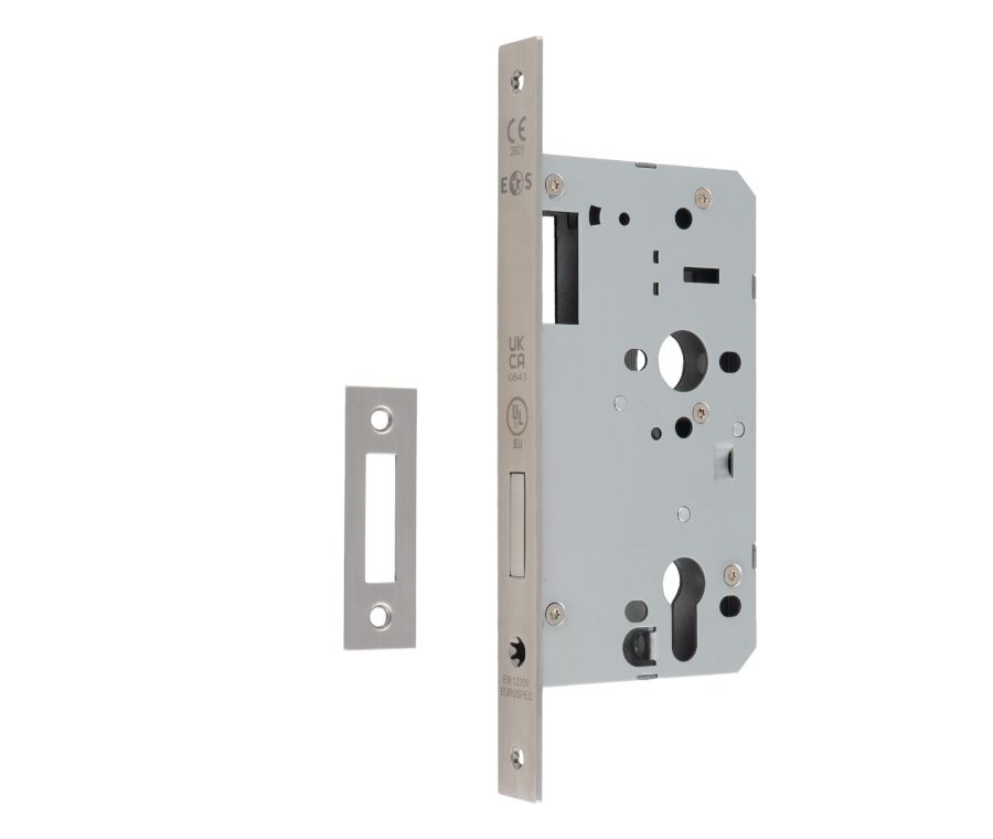 Satin Stainless Steel 60mm DIN Euro Deadlock - Square | DLX0060EPSSS