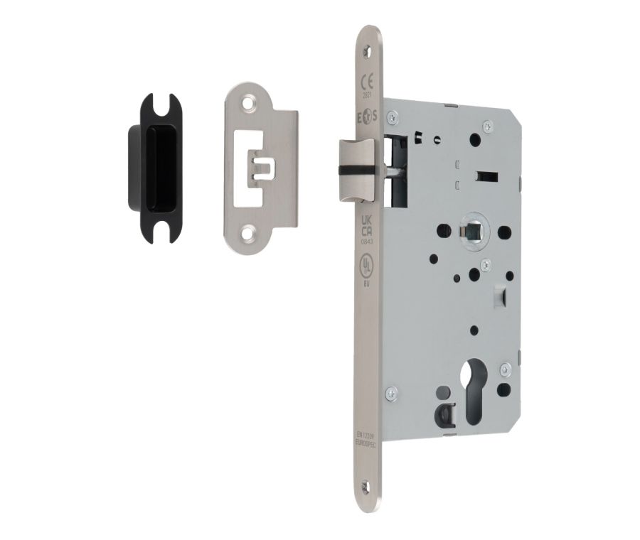 Satin Stainless Steel 60mm DIN Latch - Radius | DLX0060LSSS/R