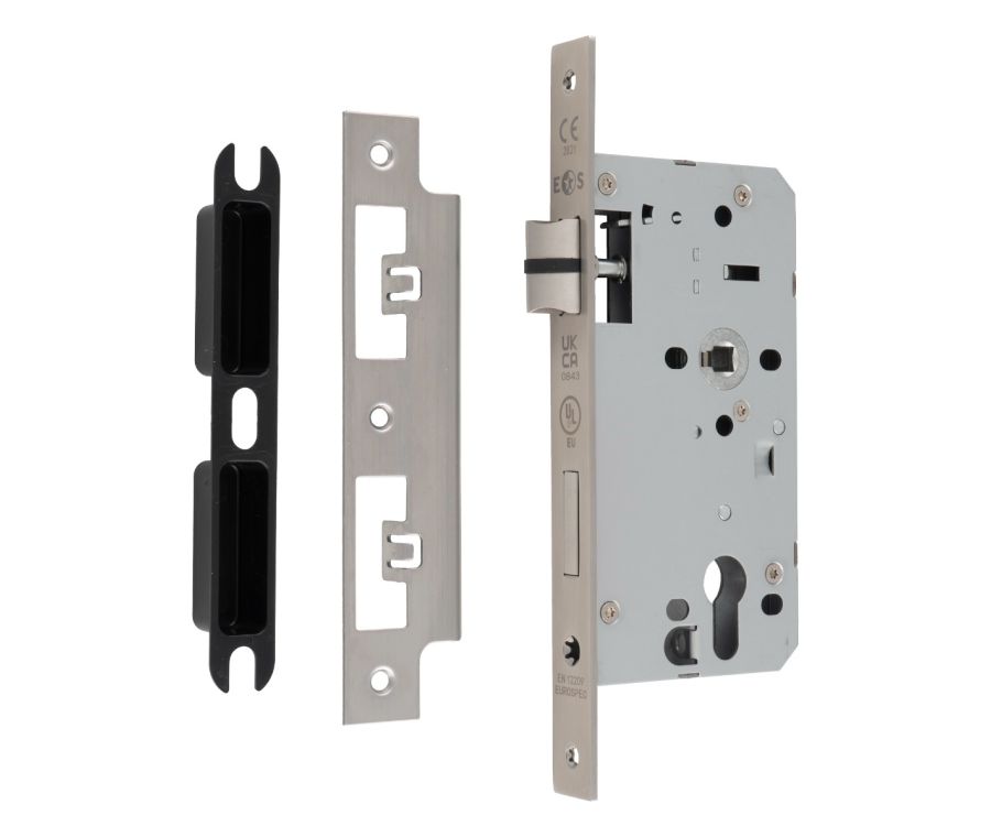 Satin Stainless Steel 55mm DIN Euro Sashlock - Square | DLX7255EPSSS