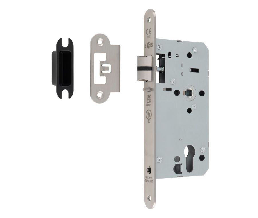 Satin Stainless Steel 55mm DIN Euro Nightlatch - Radius | DLX7255NLSSS/R