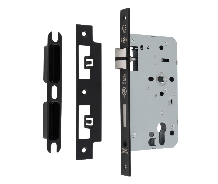 Matt Black 60mm DIN Euro Sashlock - Square | DLX7260EPMB