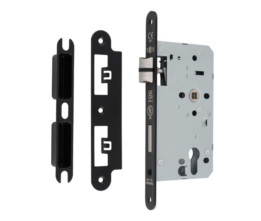 Matt Black 60mm DIN Euro Escape Lock - Radius | DLX7260ESCMB/R