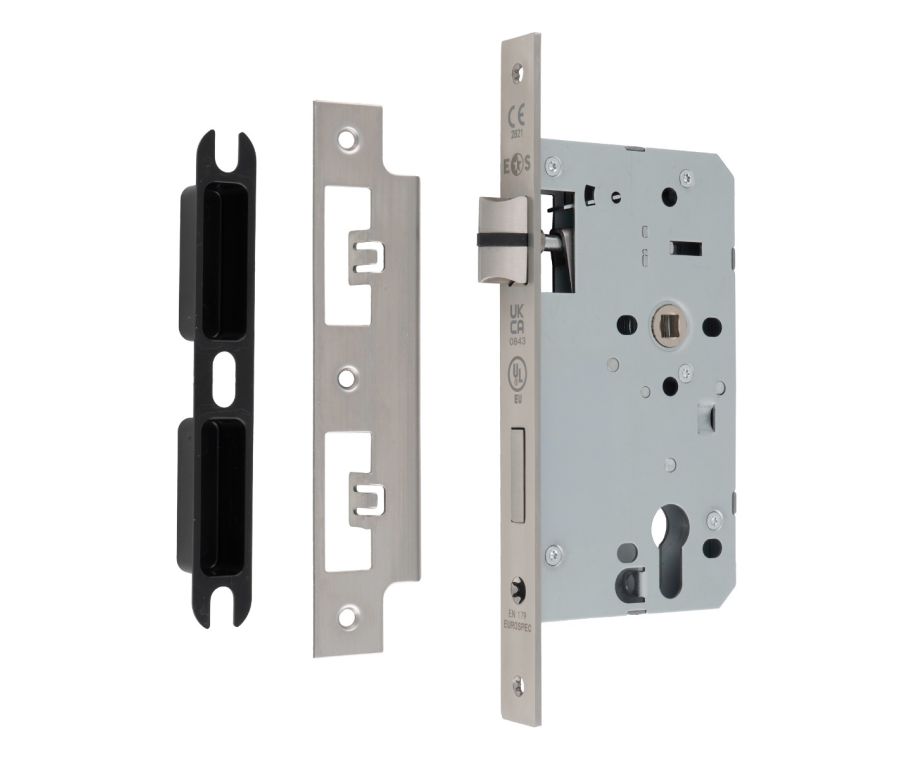 Satin Stainless Steel 60mm DIN Euro Escape Lock - Square | DLX7260ESCSSS
