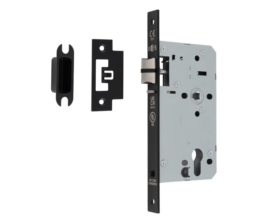 Matt Black 60mm DIN Euro Nightlatch - Square | DLX7260NLMB