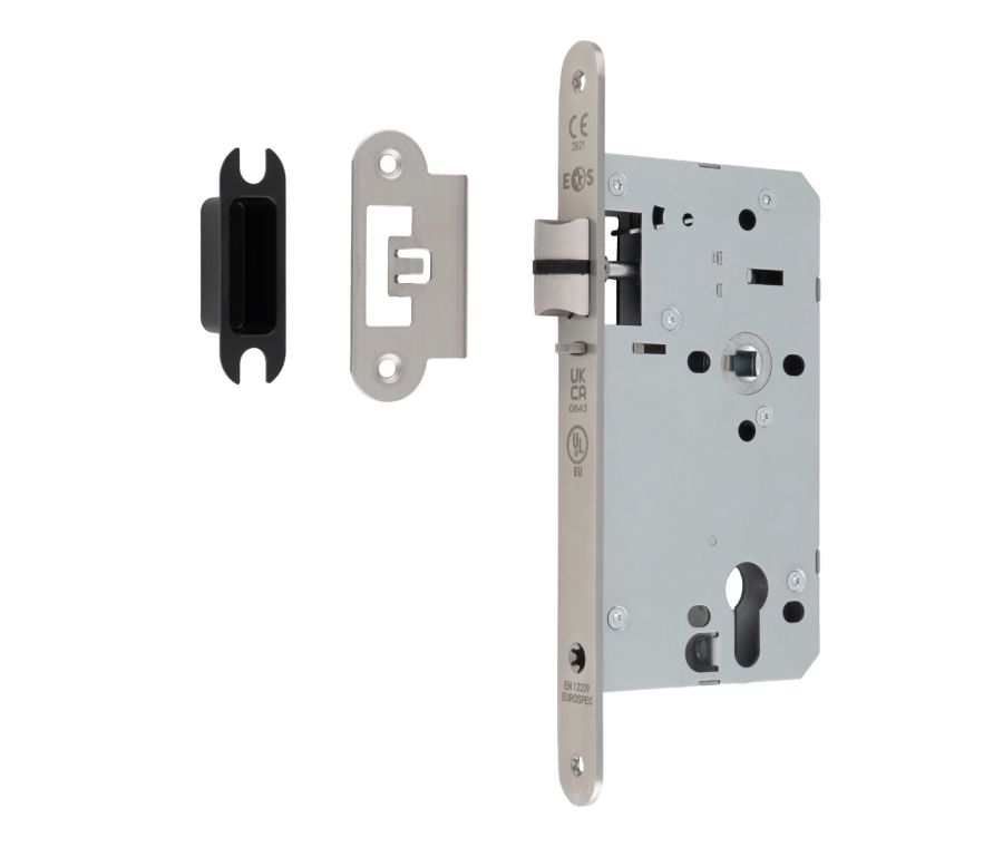 Satin Stainless Steel 60mm DIN Euro Nightlatch - Radius | DLX7260NLSSS/R