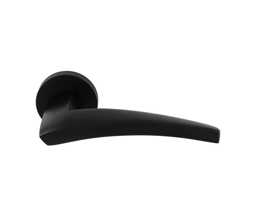 Set Manital Matt Black Dune Lever Furniture on round rose | DU5BLK