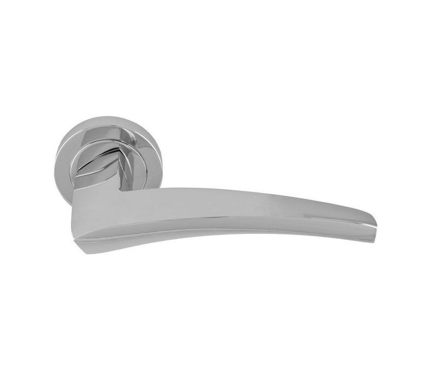 Set Manital Polished Chrome Dune Lever Furniture on round rose | DU5CP