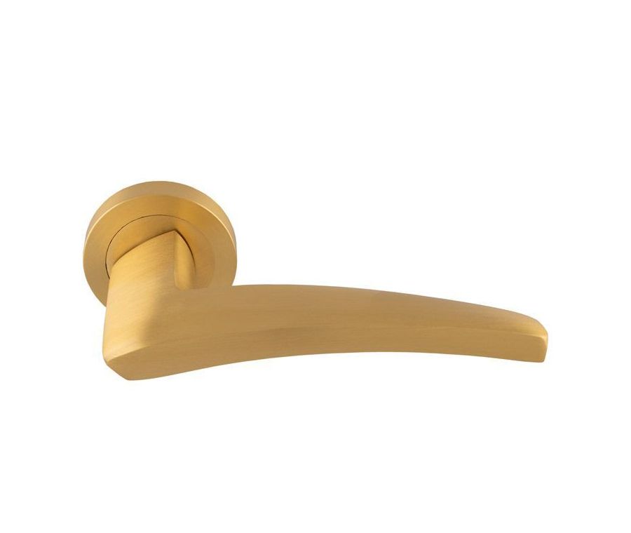 Set Manital Satin Brass Dune Lever Furniture on round rose | DU5SB