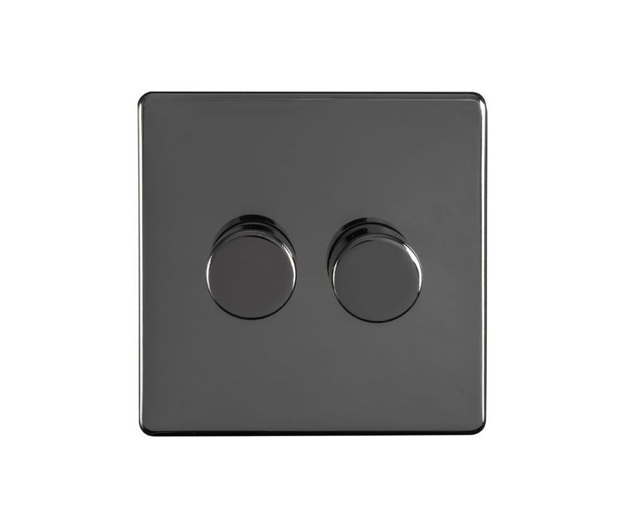 Eurolite Black Nickel LED 2 Way 2 Gang Dimmer Switch  | ECBN2DLED