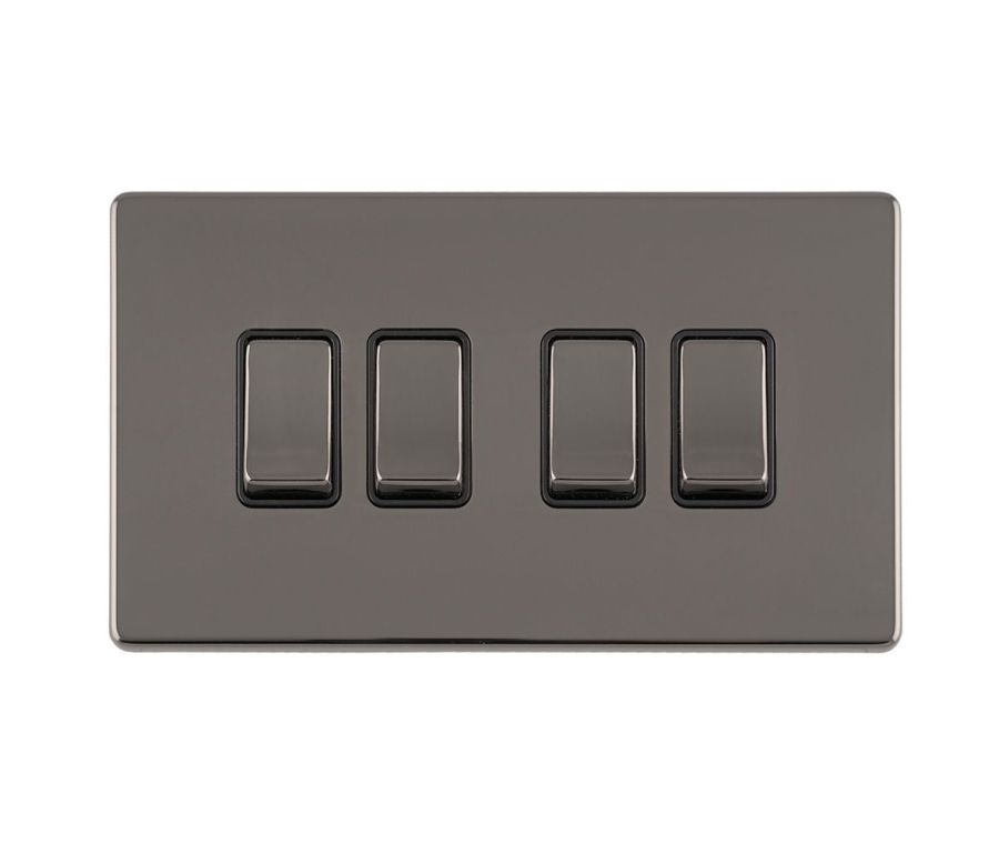 Eurolite Black Nickel 10A 2 Way 4 Gang Switch  | ECBN4SWB