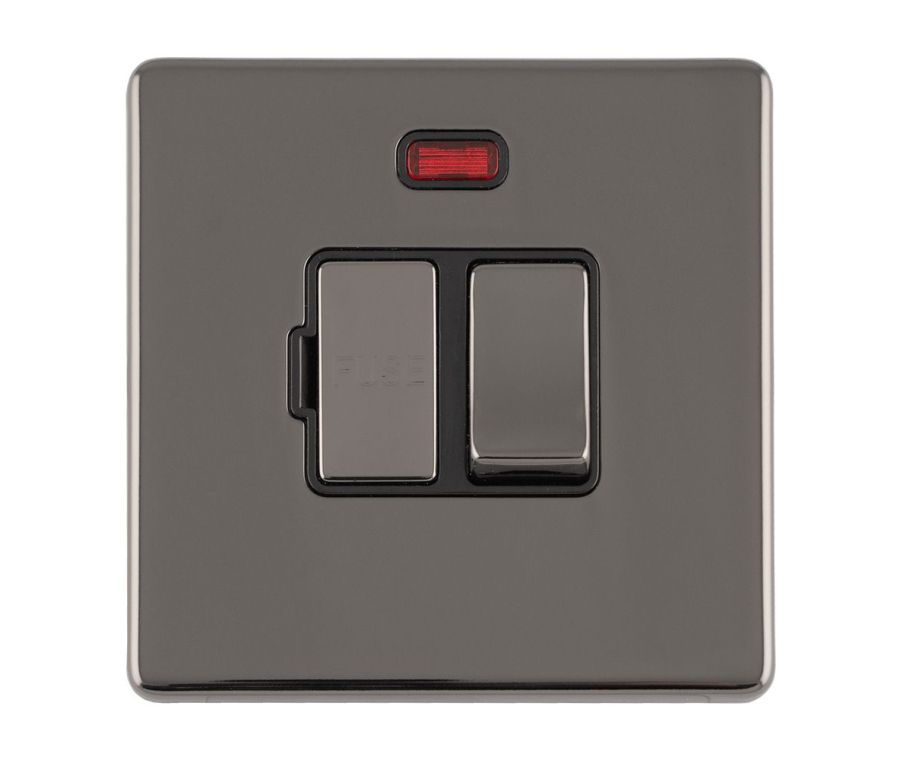 Eurolite Black Nickel 13A Switched Fuse Spur  | ECBNSWFB
