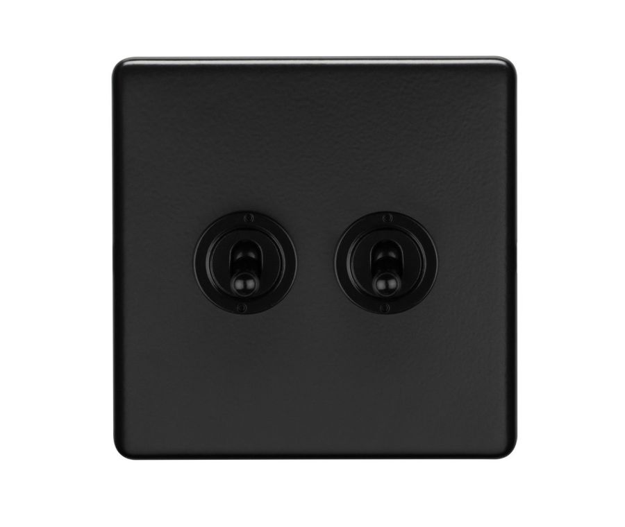 Eurolite Matt Black 2 Gang 10Amp 2Way Toggle Switch  | ECMBT2SW