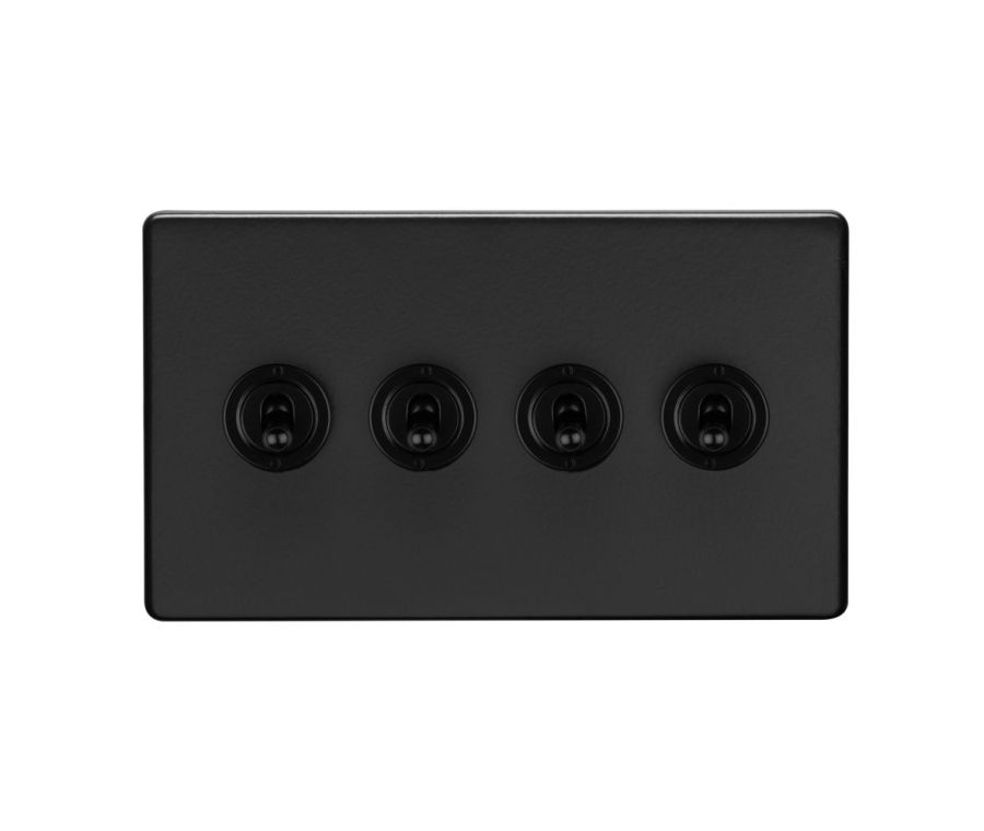 Eurolite Matt Black 4 Gang 10Amp 2Way Toggle Switch  | ECMBT4SW