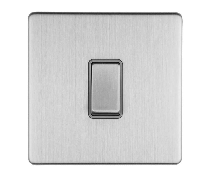 Eurolite Stainless Steel 10 Amp 2 Way 1 Gang Rocker Switch  | ECSS1SW