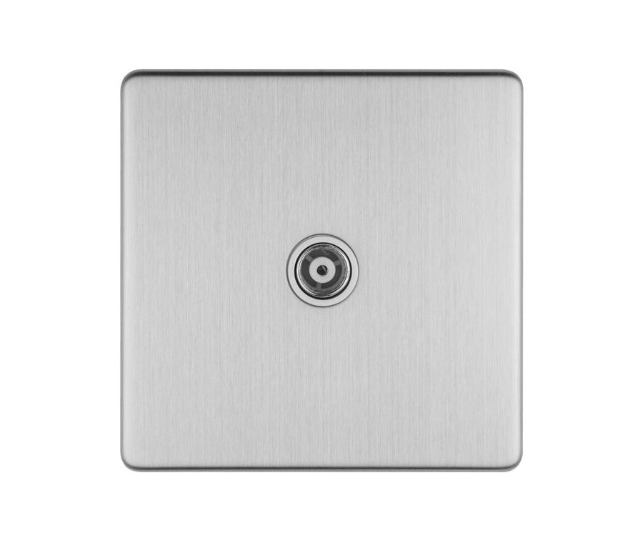 Eurolite Stainless Steel Plate 1 Gang Isolated TV Aerial Socket  | ECSS1TV