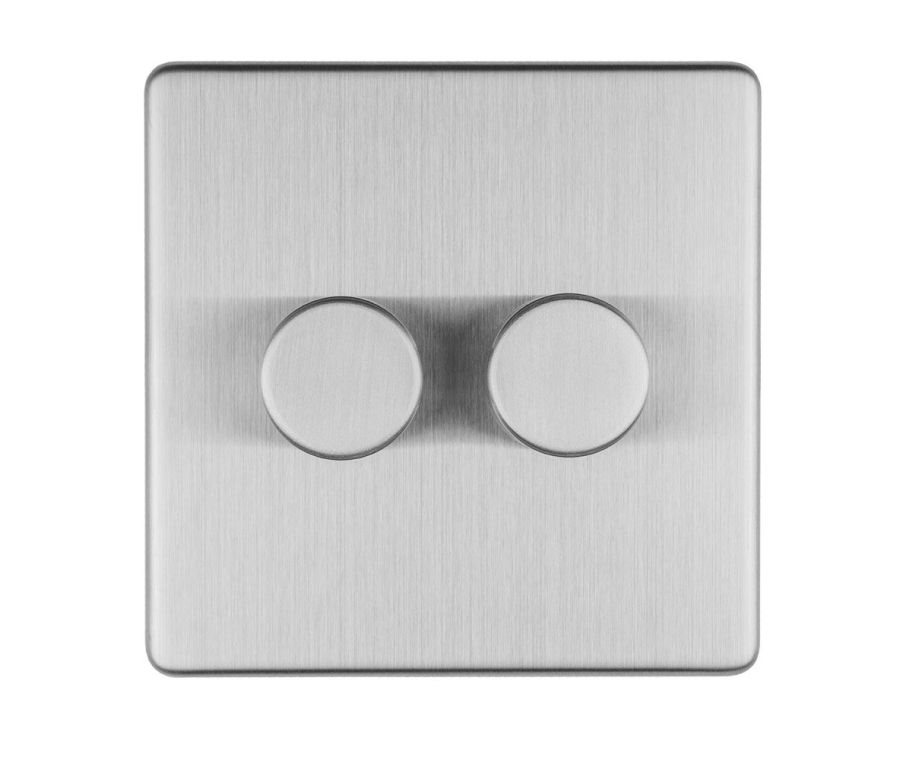 Eurolite Stainless Steel LED 2 Way 2 Gang Dimmer Switch  | ECSS2DLED
