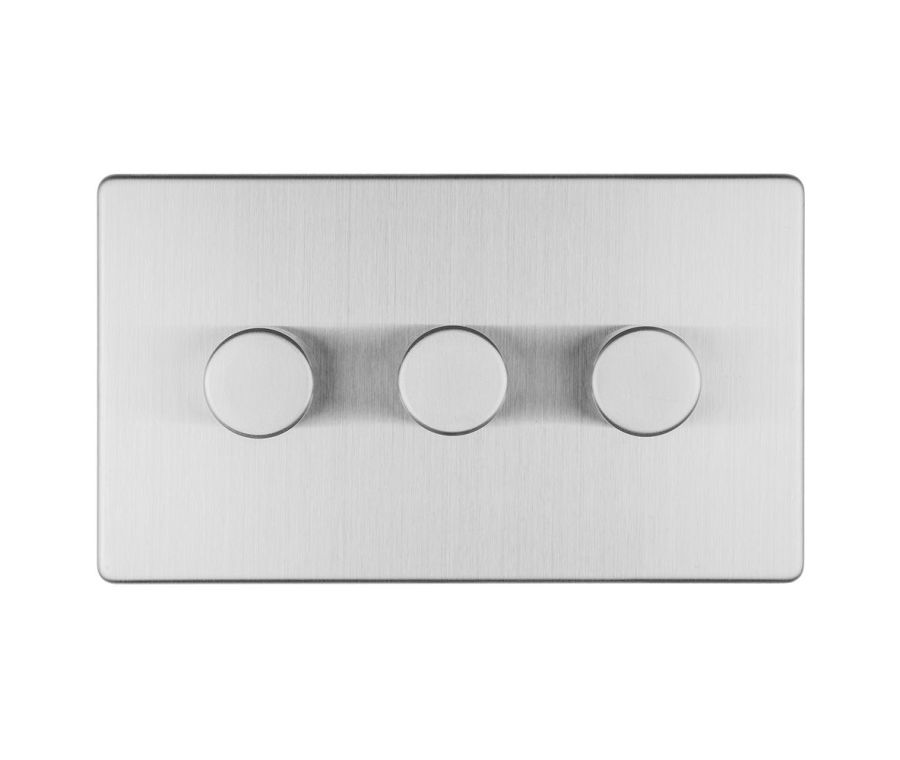 Eurolite Stainless Steel LED 2 Way 3 Gang Dimmer Switch  | ECSS3DLED