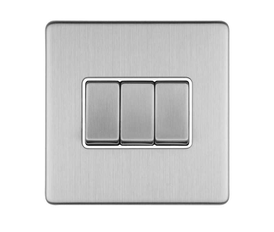 Eurolite Stainless Steel 10 Amp 2 Way 3 Gang Rocker Switch  | ECSS3SW