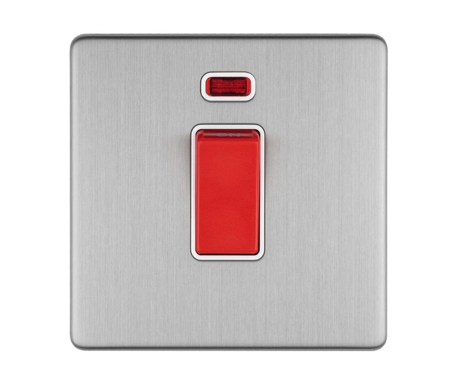 Eurolite Stainless Steel 1 Gang 45 Amp DP Cooker Switch with neon | ECSS45ASWNS