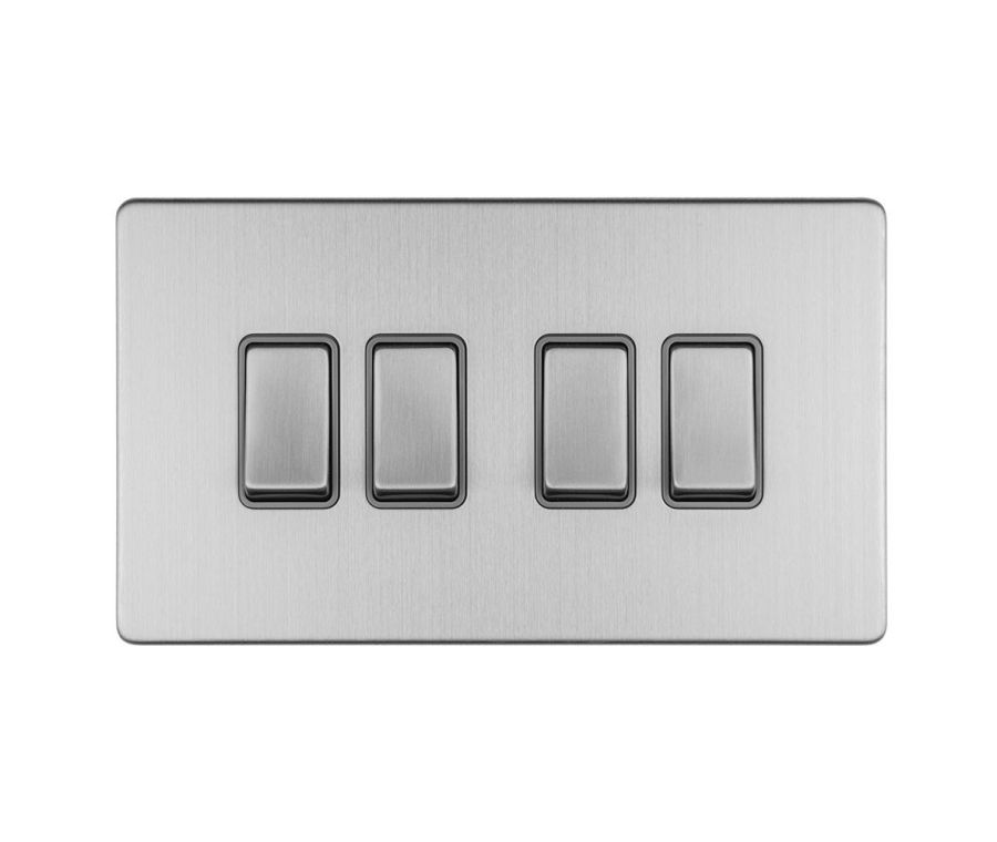 Eurolite Stainless Steel 10A 2 Way 4 Gang Switch  | ECSS4SW