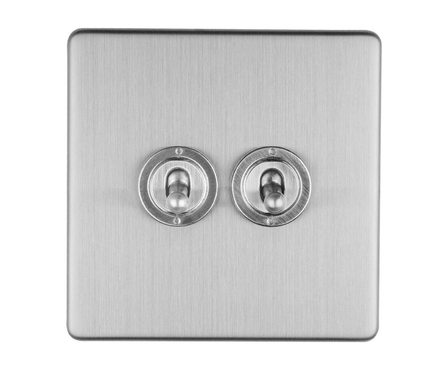 Eurolite Stainless Steel 2 Gang 10Amp 2Way Toggle Switch  | ECSST2SW