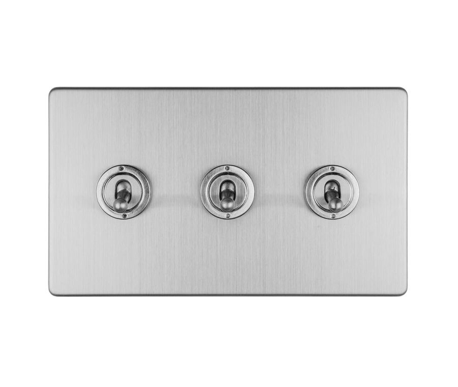 Eurolite Stainless Steel 3 Gang 10Amp 2Way Toggle Switch | ECSST3SW