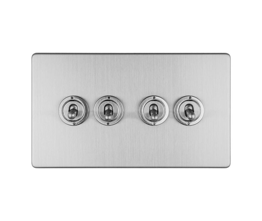 Eurolite Stainless Steel 4 Gang 10Amp 2Way Toggle Switch  | ECSST4SW