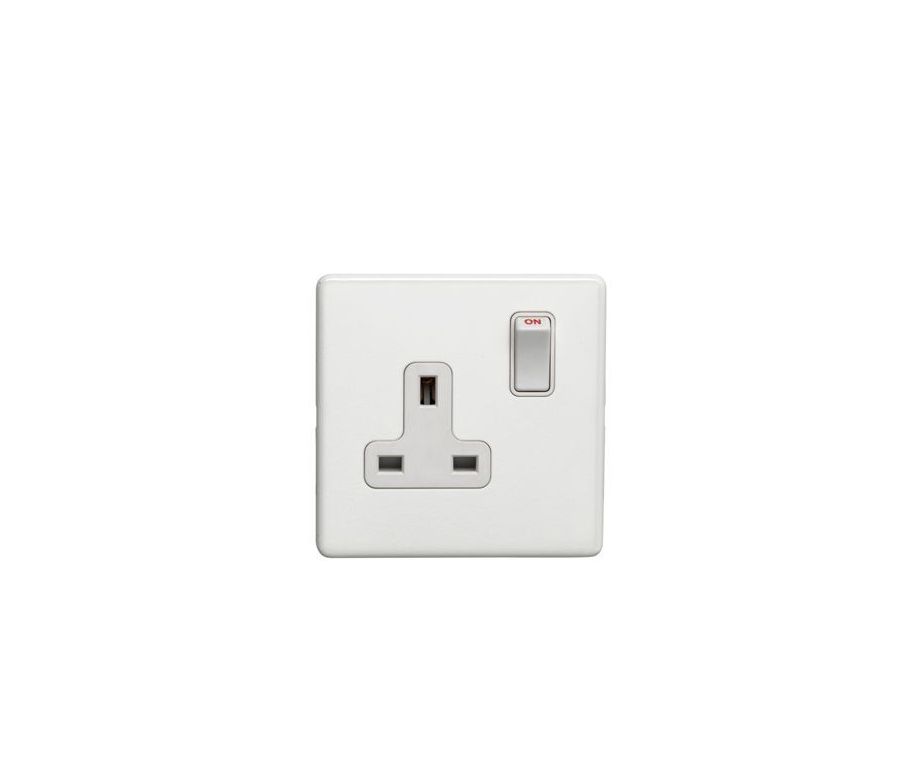 Eurolite White Plate 1 Gang 13A DP Switched Socket | ECW1SOW
