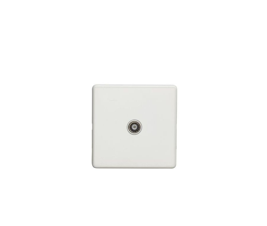 Eurolite White Plate 1 Gang Isolated TV Aerial Socket  | ECW1TVW