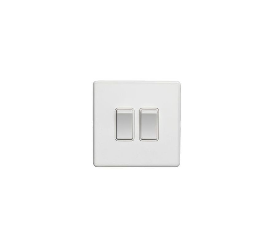 Eurolite White 10 Amp 2 Way 2 Gang Rocker Switch  | ECW2SWW