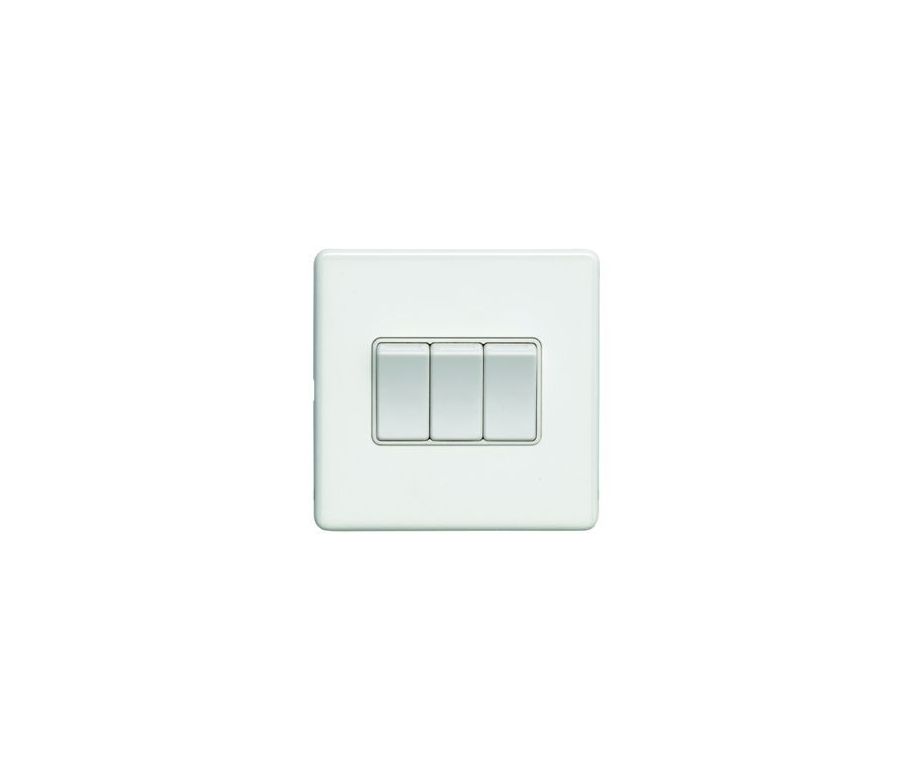 Eurolite White 10A 2 Way 3 Gang Switch  | ECW3SWW
