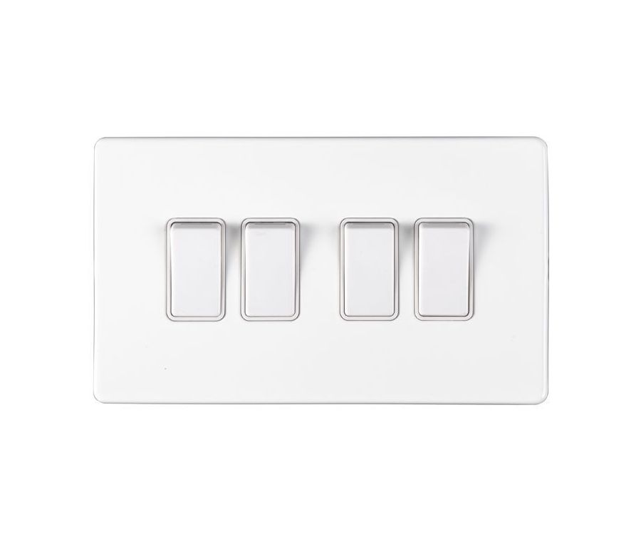 Eurolite White 10A 2 Way 4 Gang Switch  | ECW4SWW