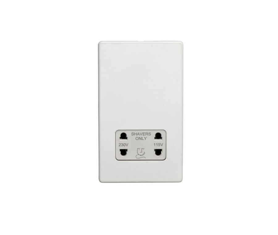 Eurolite White Plate 2 Gang Shaver Socket  | ECWSHSW