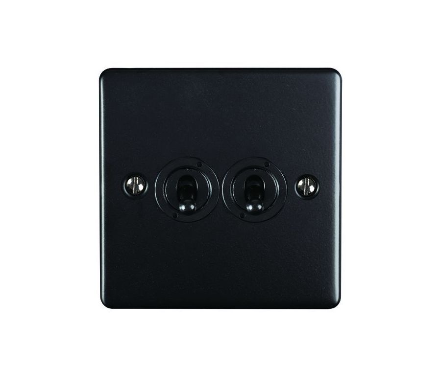 Eurolite Matt Black 2 Gang Toggle Switch  | ENT2SWMBB