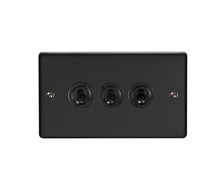 Eurolite Matt Black 3 Gang Toggle Switch  | ENT3SWMBB