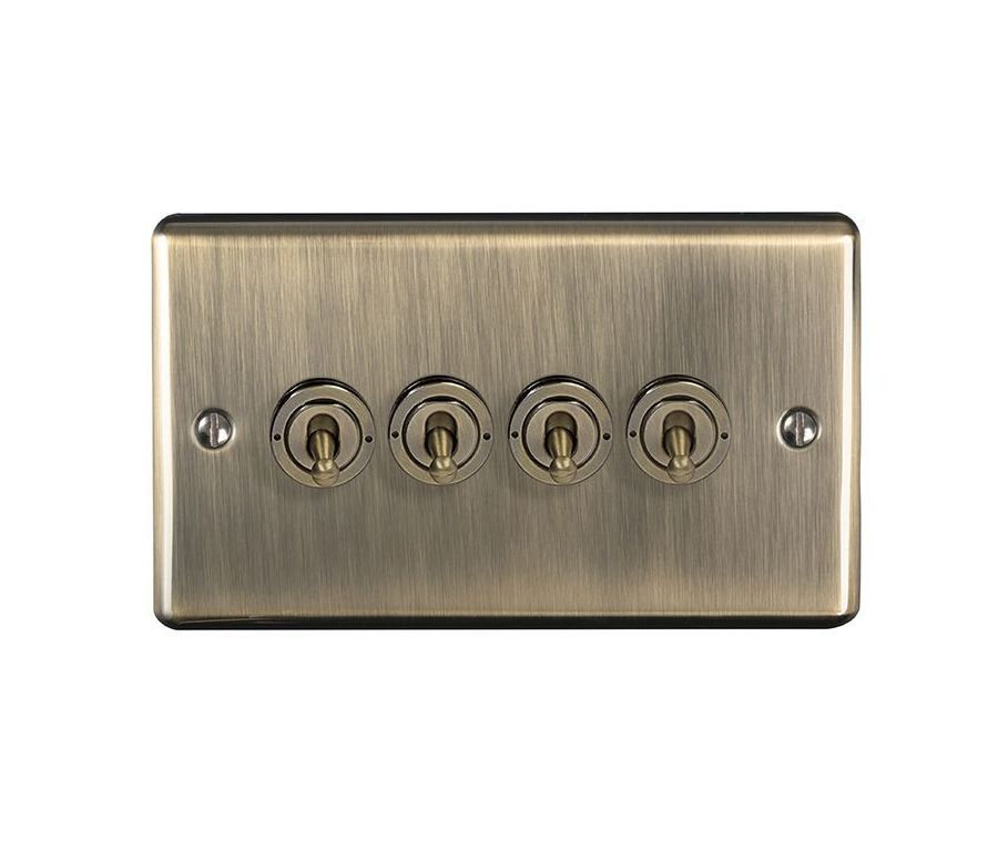 Eurolite Antique Brass 4 Gang Toggle Switch  | ENT4SWABB