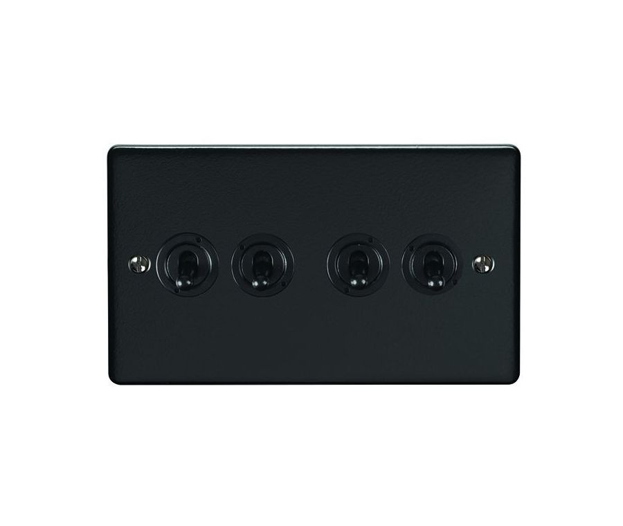 Eurolite Matt Black 4 Gang Toggle Switch  | ENT4SWMBB