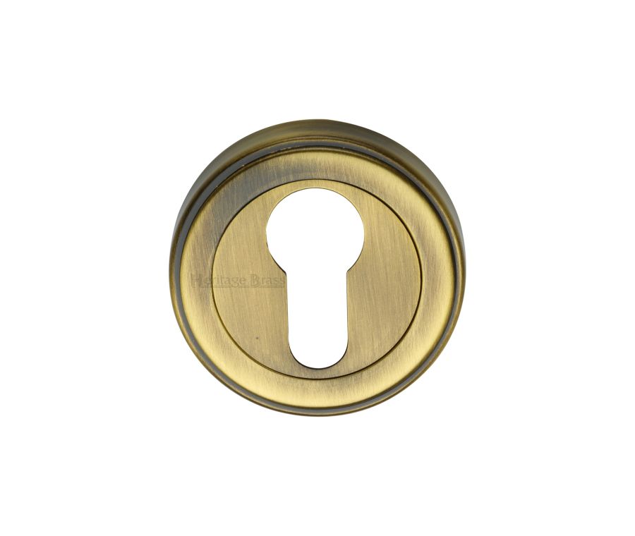 Antique Brass Euro Profile Cylinder Escutcheon Round - ERD7020