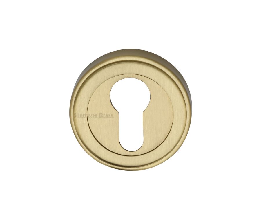 Satin Brass Euro Profile Cylinder Escutcheon Round - ERD7020