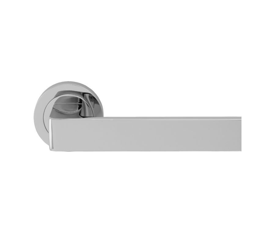 Set Polished Chrome Sasso Lever Furniture on round rose | EUL010CP