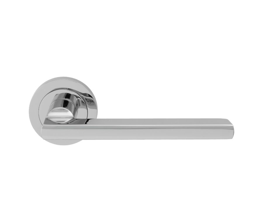 Set Polished Chrome Trentino Lever Furniture on round rose | EUL030CP 