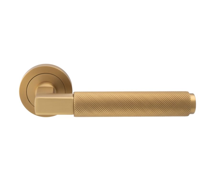 Satin Brass Terazzo Lever on Round Rose | EUL060SB