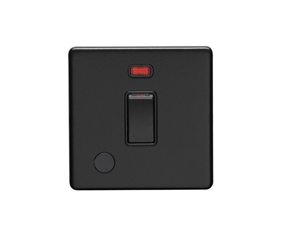Eurolite Matt Black 20A Switch with flex output & Light  | ECMB20ADPSWFONB
