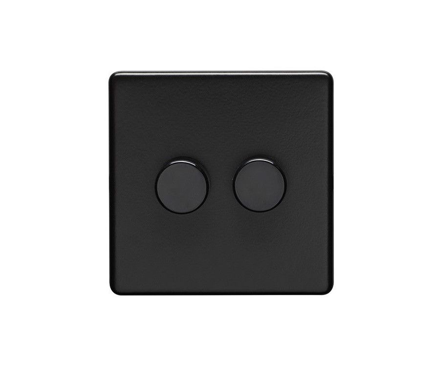 Eurolite Matt Black LED 2 Way 2 Gang Dimmer Switch  | ECMB2DLED