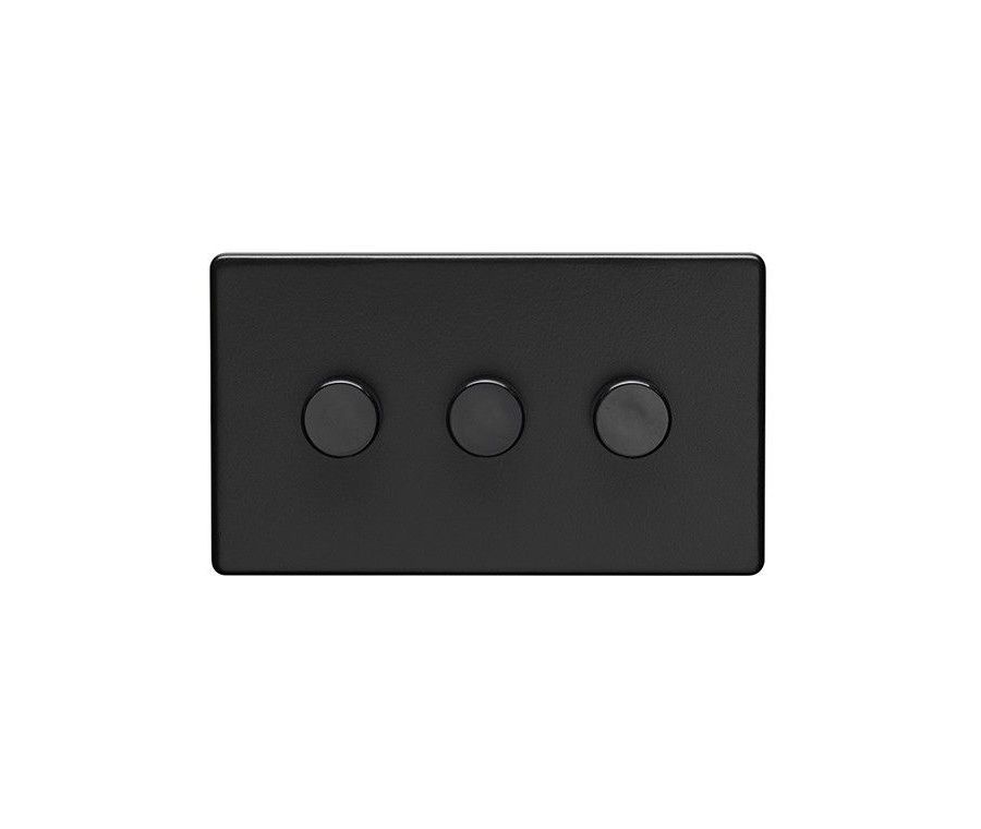 Eurolite Matt Black 2 Way 400w 3 Gang Dimmer Switch  | ECMB3D400B