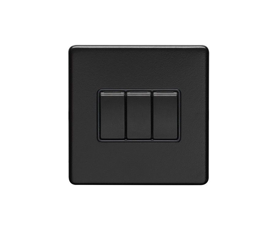 Eurolite Matt Black 10 Amp 2 Way 3 Gang Rocker Switch  | ECMB3SWB