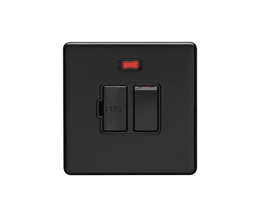 Eurolite Matt Black 13A Switched Fuse Spur with neon light  | ECMBSWFNB