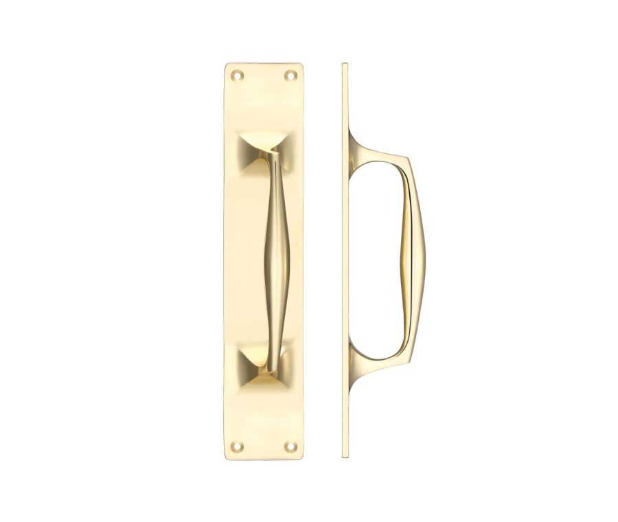 Polished Brass 300 x 60mm Pull Handle on plate | FB112APB